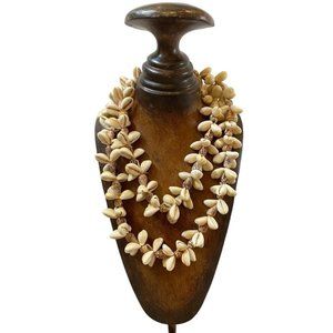 Vintage Cowrie Conch Sea Shell Infinity Necklace